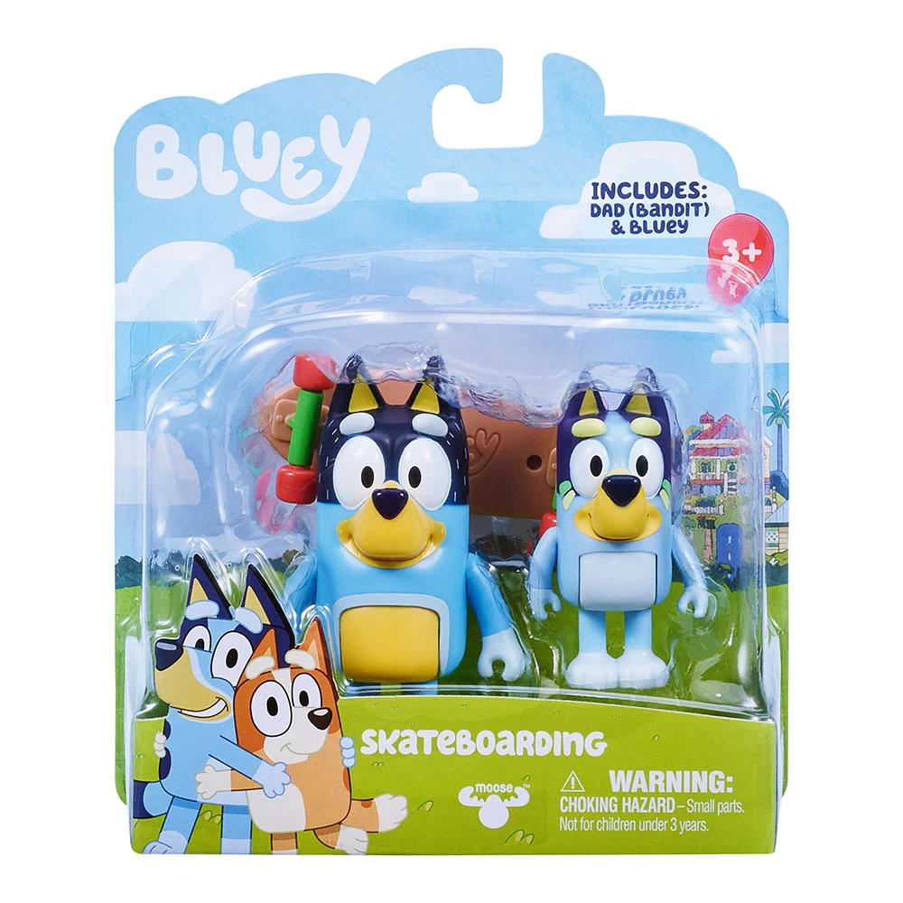 Bluey Skateboarding Bluey And Bandit Figurines 2 Pack 3 Bluey Skateboarding Bluey And Bandit Figurines 2 Pack